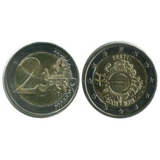 2 Евро Эстонии 2012 Г., 10 Лет Наличному обращению Евро