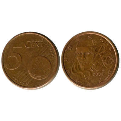 Монета 5 Евроцентов Франции 2007 Г.