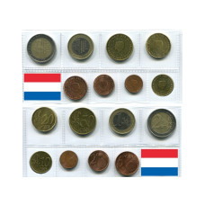 Набор из 8-ми евро монет Нидерландов 2000 г.