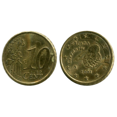 Монета 10 Евроцентов Испании 2001 Г.