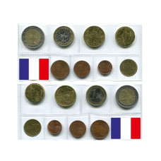 Набор 8 евромонет Франции 2000 г.
