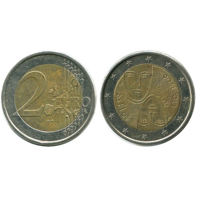 Биметаллическая монета 2 евро Финляндии 2006 г., 100-летие введения в Финляндии всеобщего равного избирательного права