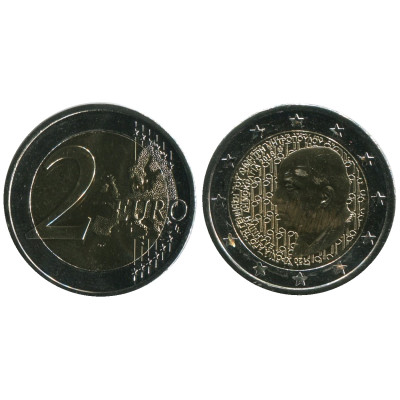 Биметаллическая монета 2 Евро Греции 2016 Г., 120 Лет Со Дня Рождения Димитриса Митропулоса