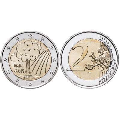 Биметаллическая монета 2 евро Мальты 2019 г. Природа и окружающая среда