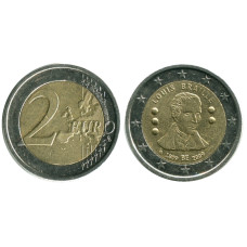 2 евро Бельгии 2009 г. 200 лет со дня рождения Луи Брайля