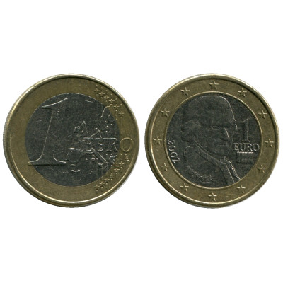 Биметаллическая монета 1 Евро Австрии 2002 Г.