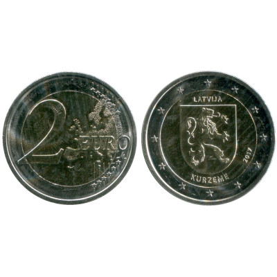 Биметаллическая монета 2 Евро Латвии 2017 Г., Курземе