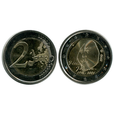 Биметаллическая монета 2 Евро Финляндии 2014 Г., 100 Лет Со Дня Рождения Туве Янссон