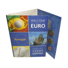 Набор Из 8-Ми Евро Монет И Жетона (серебро) Португалии 2002 Г.