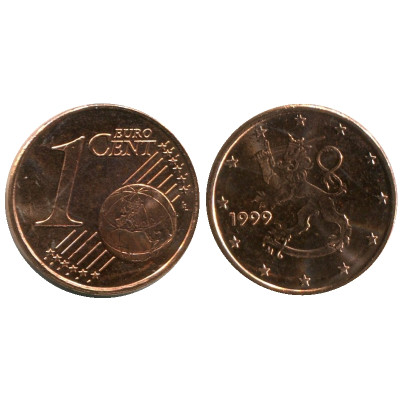 Монета 1 евроцент Финляндии 1999 г.