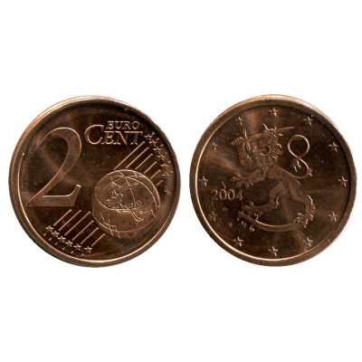 Монета 2 Евроцента Финляндии 2004 Г.
