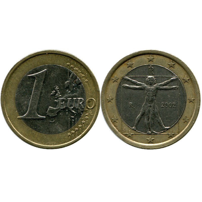 Сколько сегодня 1 евро. Монета 1 евро 2002. 1 Евро железной монетой 2004. 1 Евро Италия. Монеты евро Италии.