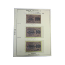 Лист для бон с изображением Расчётных знаков РСФСР образца 1919 г., 100, 250 рублей (18)