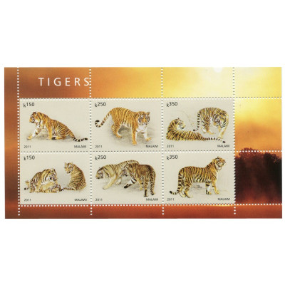 Лист марок Малави (Тигры) 6 шт. (4)
