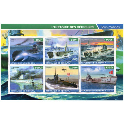 Лист марок Джибути 2015 г., История подводных лодок