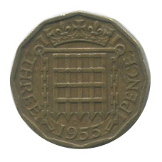 3 пенса Великобритании 1955 г.
