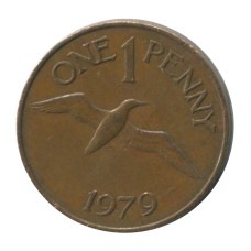 1 пенни Гернси 1979 г. Птица Олуша