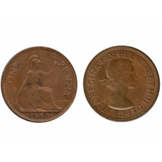 1 пенни Великобритании 1965 г.