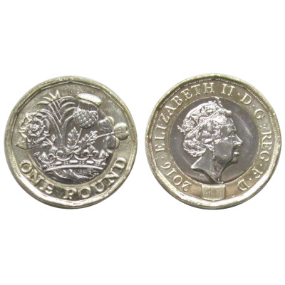 Биметаллическая монета 1 фунт Великобритании 2016 г.
