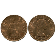 1 пенни Великобритании 1967 г.