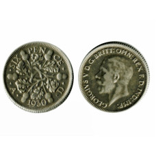6 пенсов Великобритании 1930 г.