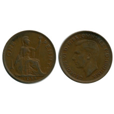 1 пенни Великобритании 1938 г.