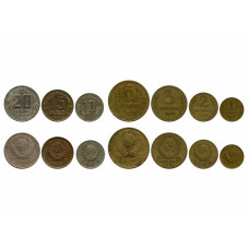 Набор монет 1, 2, 3, 5, 10, 15, 20 копеек 1946 г.