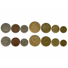 Набор монет 1, 2, 3, 5, 10, 15, 20 копеек 1948 г.
