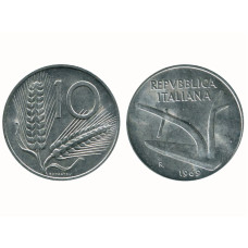 10 лир Италии 1969 г.