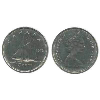 Монета 10 центов Канады 1973 г., Парусник