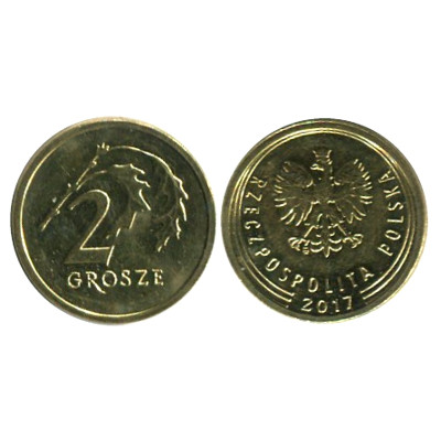 Монета 2 гроша Польши 2017 г.