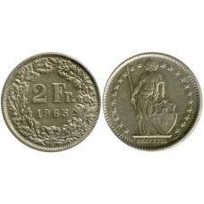 2 франка Швейцарии 1965 г. (серебро)