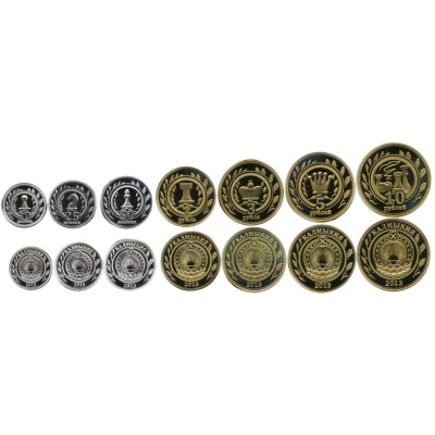 Набор из 7-ми монетовидных жетонов 2013 г. Калмыкии