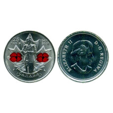 25 центов Канады 2010 г., 65 лет Победы цветная