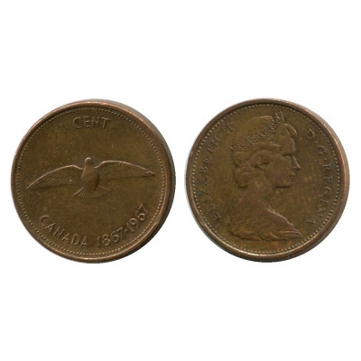 Монета 1 цент Канады 1967 г.