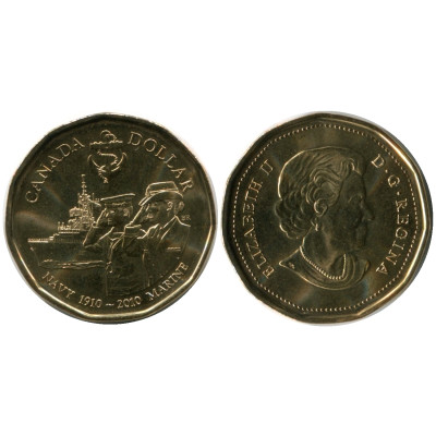 Монета 1 доллар Канады 2010 г., 100 лет королевскому флоту Канады