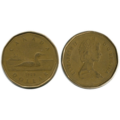 Монета 1 доллар Канады 1989 г.