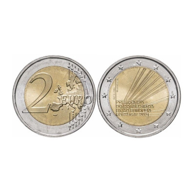 Монета 2 евро Португалии 2021 г. Председательство в ЕС