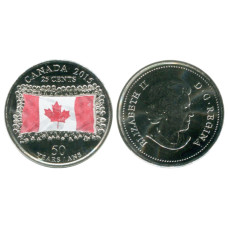 25 центов Канады 2015 г., 50 лет канадскому флагу цветная