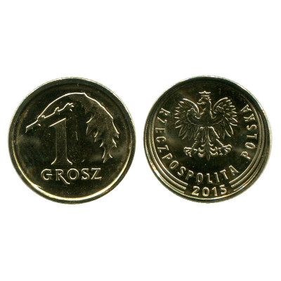Монета 1 грош Польши 2015 г.