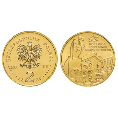 Монета 2 злотых Польши 2009 г., 65 лет Варшавского восстания