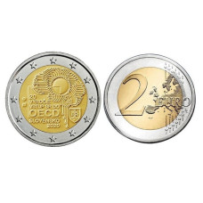 2 евро Словакии 2020 г. 20 лет вступления в ОЭСР
