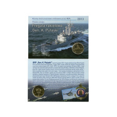 2 злотых Польши 2013 г., Ракетный фрегат "Генерал К. Пулаский" (в открытке)