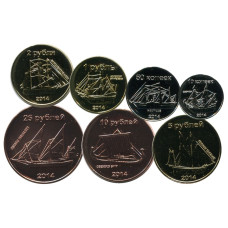 Набор из 7-ми монетовидных жетонов 2014 г. о. Сахалин (корабли)