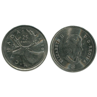 Монета 25 центов Канады 2010 г., Олень