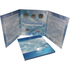 Набор из 4-х монет, Сочи - 2014, и жетона СПМД, в коллекционном альбоме, Выпуск I