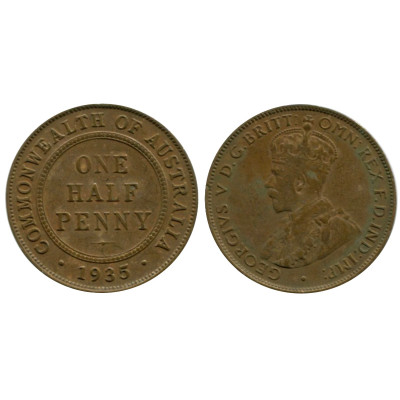 Монета 1/2 пенни Австралии 1935 г.