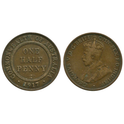 Монета 1/2 пенни Австралии 1917 г.