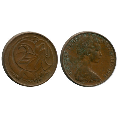 Монета 2 цента Австралии 1978 г., Плащеносная ящерица