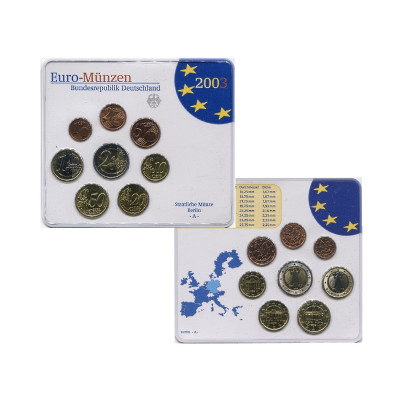 Монета Набор из 8-ми евро монет Германии 2003 г. (в блистере, A)